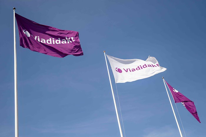 Flaggor med Viadidakts logga. 